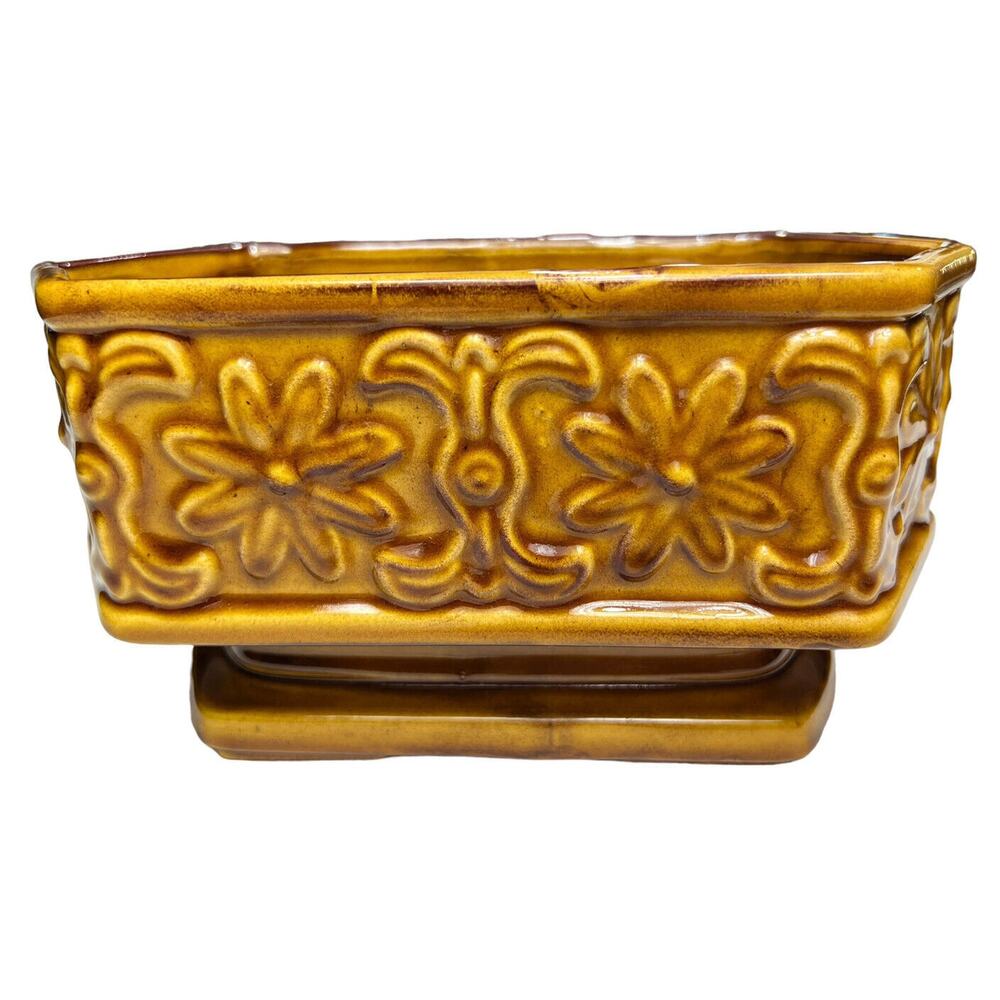 VTG Ceramic Planter Fruit Basket Towel Napkin Holder Flowers Trinkets 9”x5”x5”